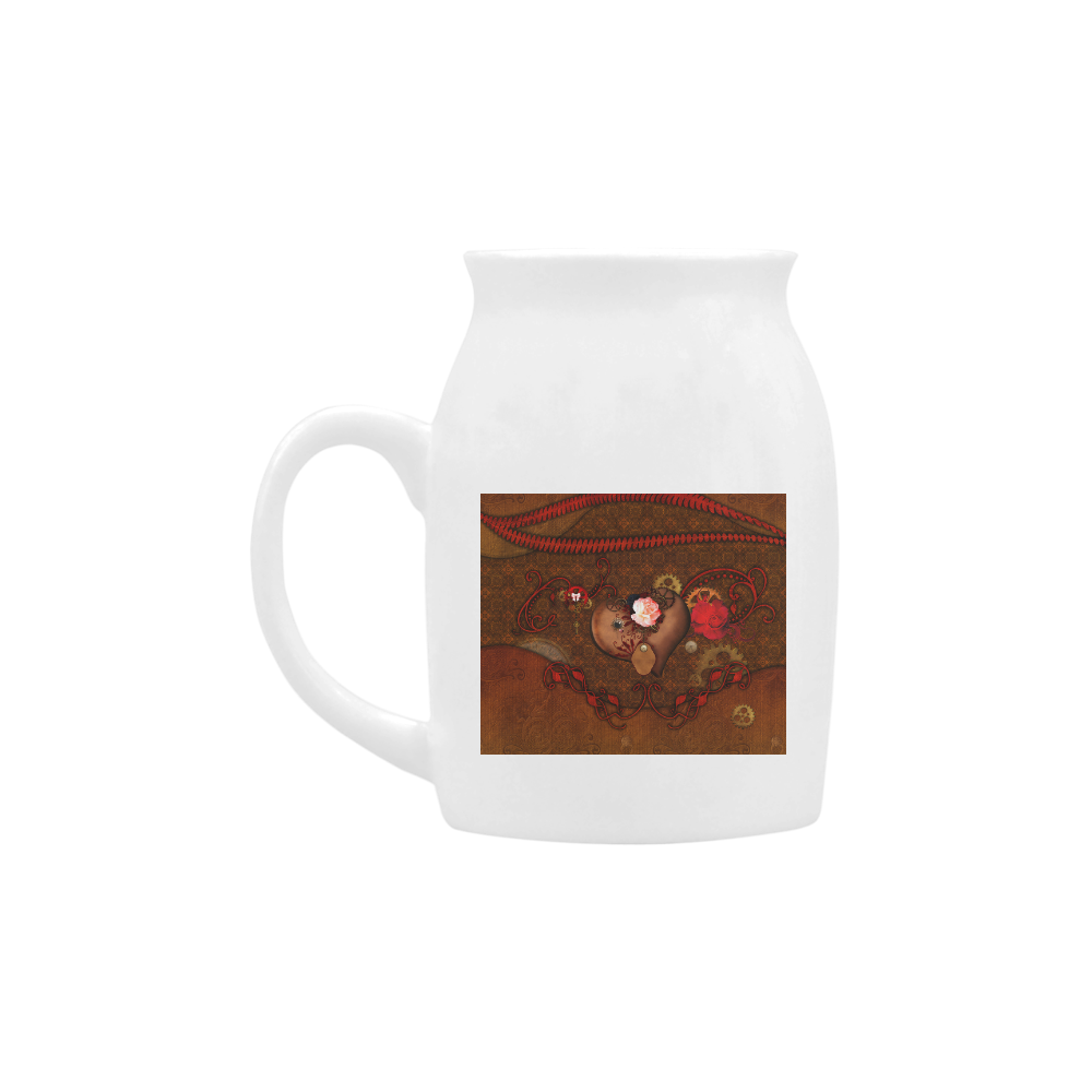 Steampunk heart with roses, valentines Milk Cup (Small) 300ml