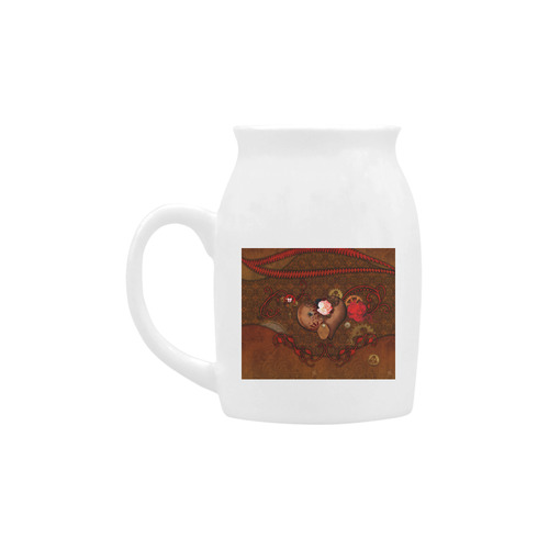 Steampunk heart with roses, valentines Milk Cup (Small) 300ml
