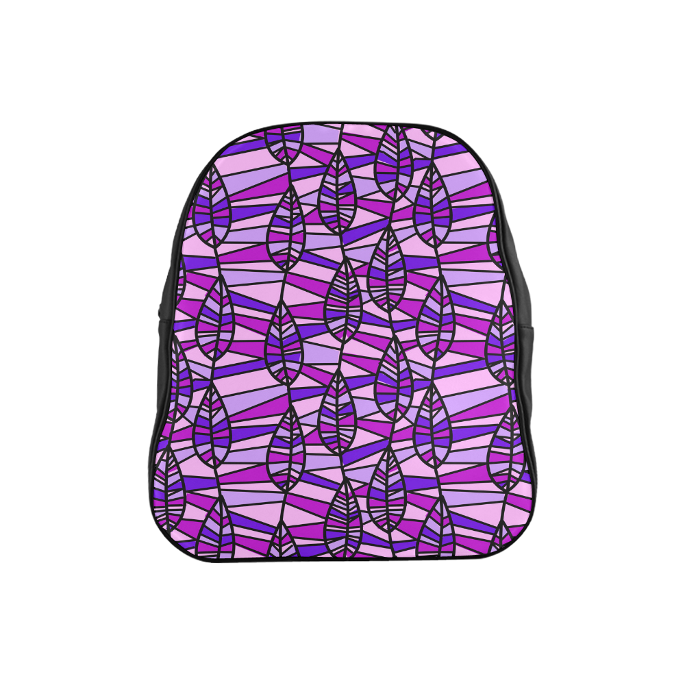 Purple Leaves Mosaic School Backpack (Model 1601)(Small)