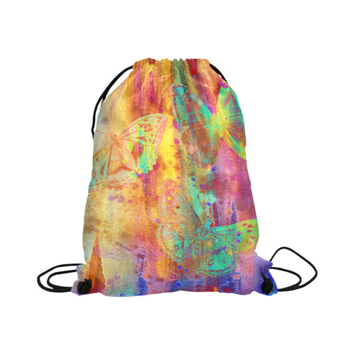 Colorful Butterflies Q Large Drawstring Bag Model 1604 (Twin Sides)  16.5"(W) * 19.3"(H)
