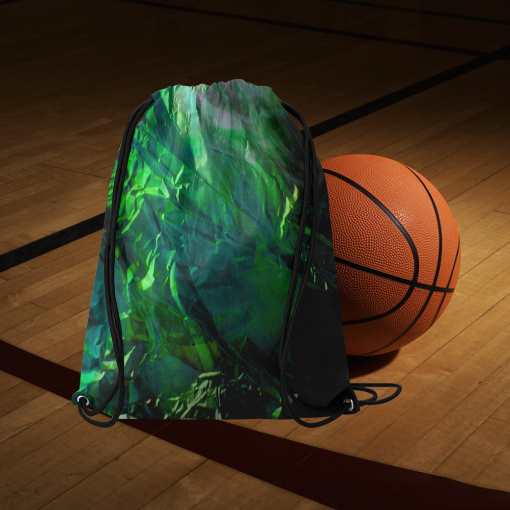 Abstract Emerald Large Drawstring Bag Model 1604 (Twin Sides)  16.5"(W) * 19.3"(H)
