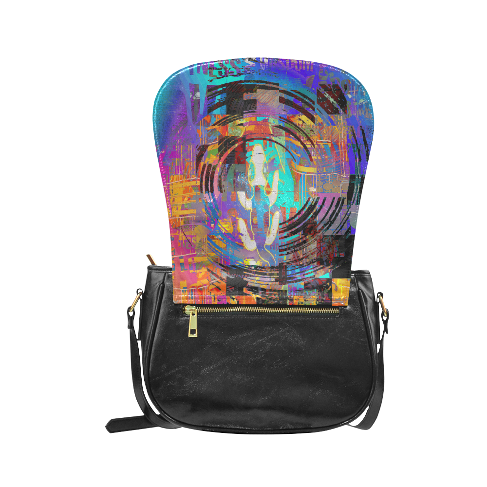 Abstract Art The Way Of Lizard multicolored Classic Saddle Bag/Small (Model 1648)