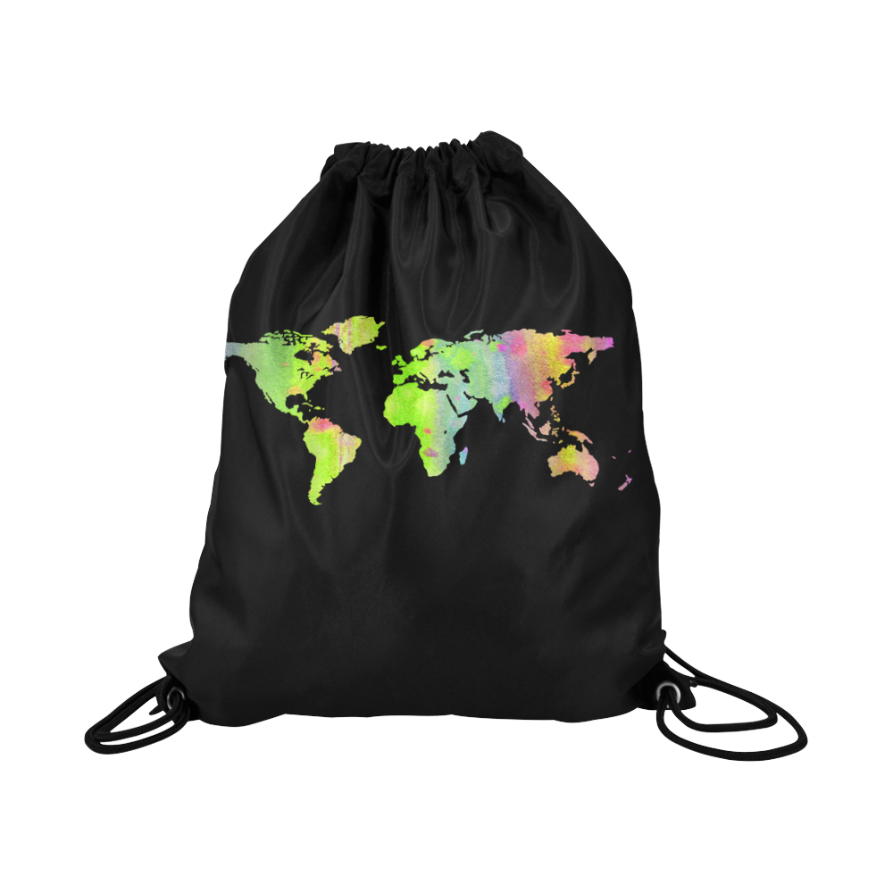 World Map Large Drawstring Bag Model 1604 (Twin Sides)  16.5"(W) * 19.3"(H)