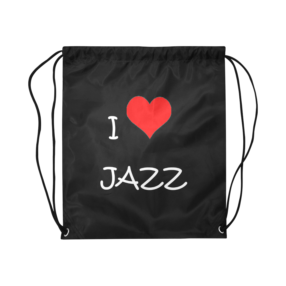 I love Jazz Large Drawstring Bag Model 1604 (Twin Sides)  16.5"(W) * 19.3"(H)