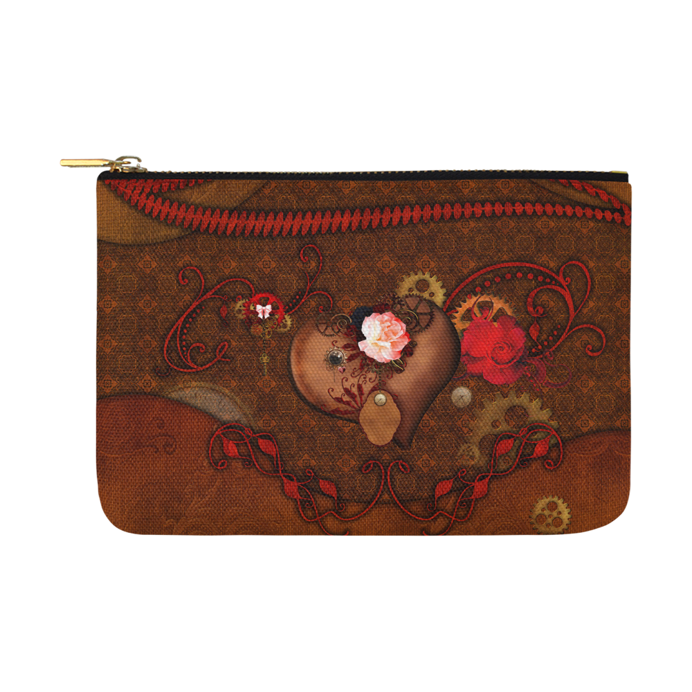 Steampunk heart with roses, valentines Carry-All Pouch 12.5''x8.5''