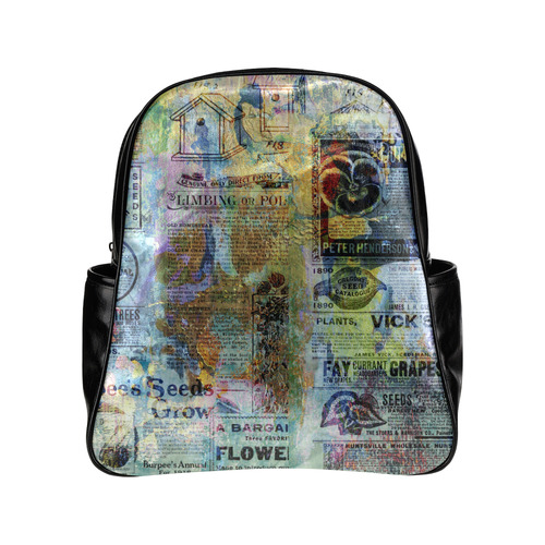 Old Newspaper Colorful Painting Splashes Multi-Pockets Backpack (Model 1636)