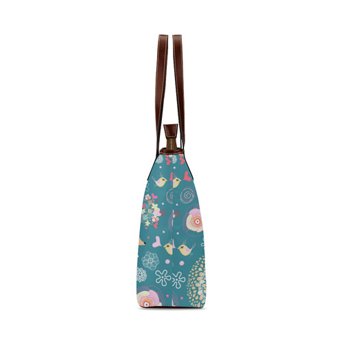 Love Birds Hearts Flowers Deer Valentine Shoulder Tote Bag (Model 1646)