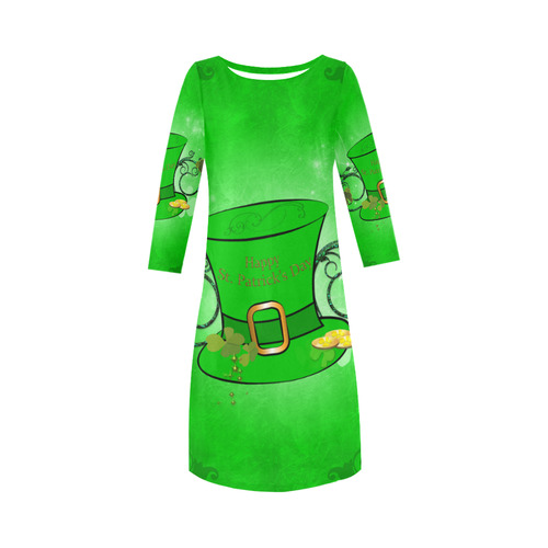 Happy St. Patrick's day, hat and clovers Round Collar Dress (D22)