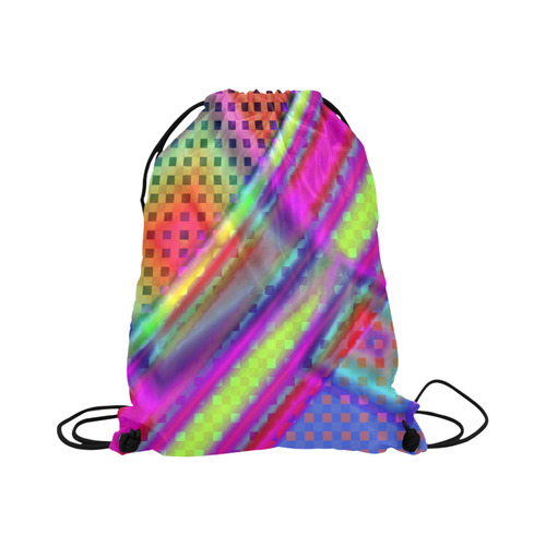 Plaid Design 3D Colours Large Drawstring Bag Model 1604 (Twin Sides)  16.5"(W) * 19.3"(H)