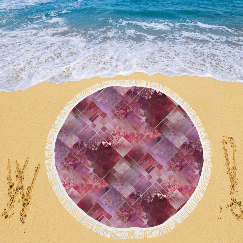 Marbleized Strawberry Circular Beach Shawl 59"x 59"