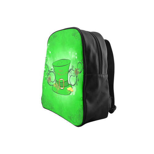 Happy St. Patrick's day, hat and clovers School Backpack (Model 1601)(Small)