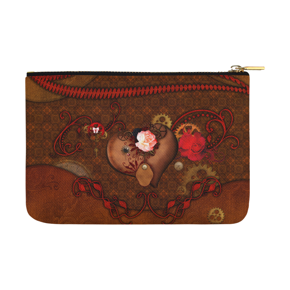 Steampunk heart with roses, valentines Carry-All Pouch 12.5''x8.5''