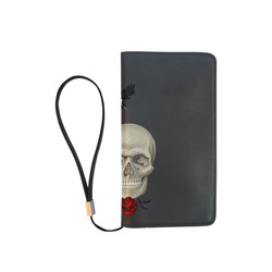 Gothic Skull With Raven And Roses Men's Clutch Purse （Model 1638）