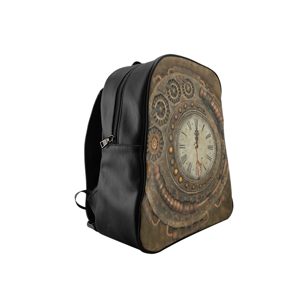 Steampunk clock, cute giraffe School Backpack (Model 1601)(Small)