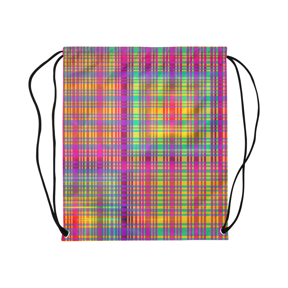 Rainbow Tartan Large Drawstring Bag Model 1604 (Twin Sides)  16.5"(W) * 19.3"(H)