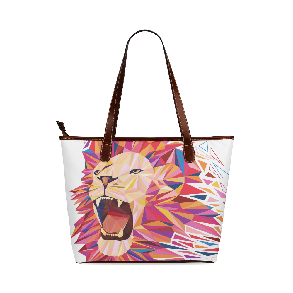 lion roaring polygon triangles Shoulder Tote Bag (Model 1646)