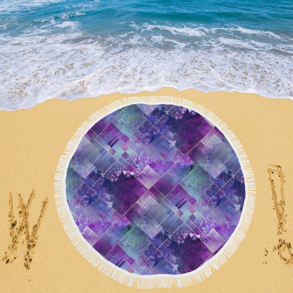 Marbleized Amethyst Circular Beach Shawl 59"x 59"