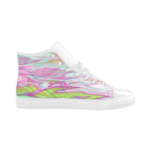 Pastel Iridescent Marble Waves Pattern Aquila High Top Microfiber Leather Women's Shoes (Model 032)