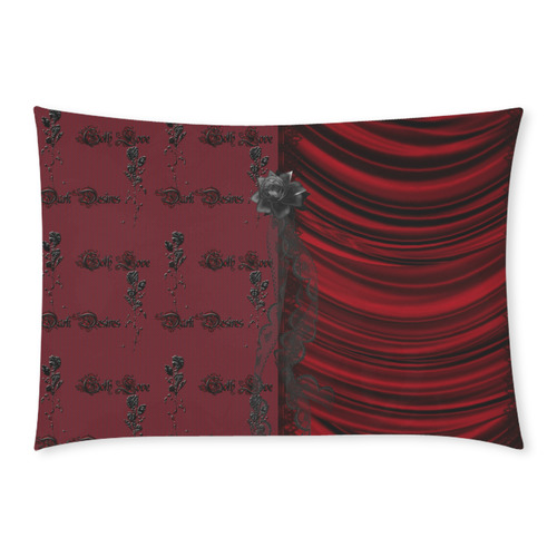 Elegant vintage gothic with a black dark rose Custom Rectangle Pillow Case 20x30 (One Side)