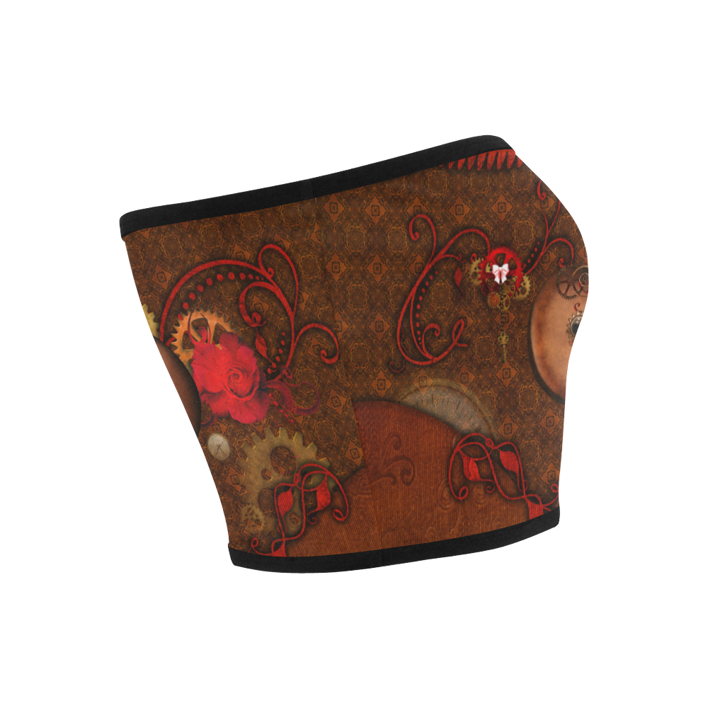 Steampunk heart with roses, valentines Bandeau Top