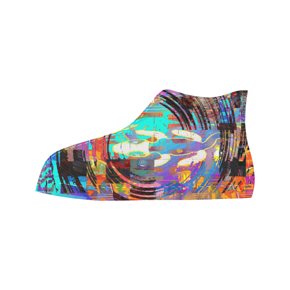 Abstract Art The Way Of Lizard multicolored Aquila High Top Microfiber Leather Men's Shoes (Model 032)