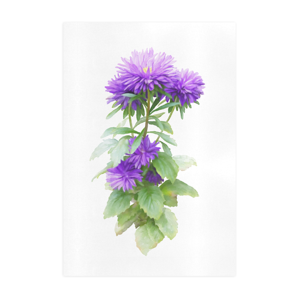 Purple Garden Flowers, floral watercolor Art Print 19‘’x28‘’