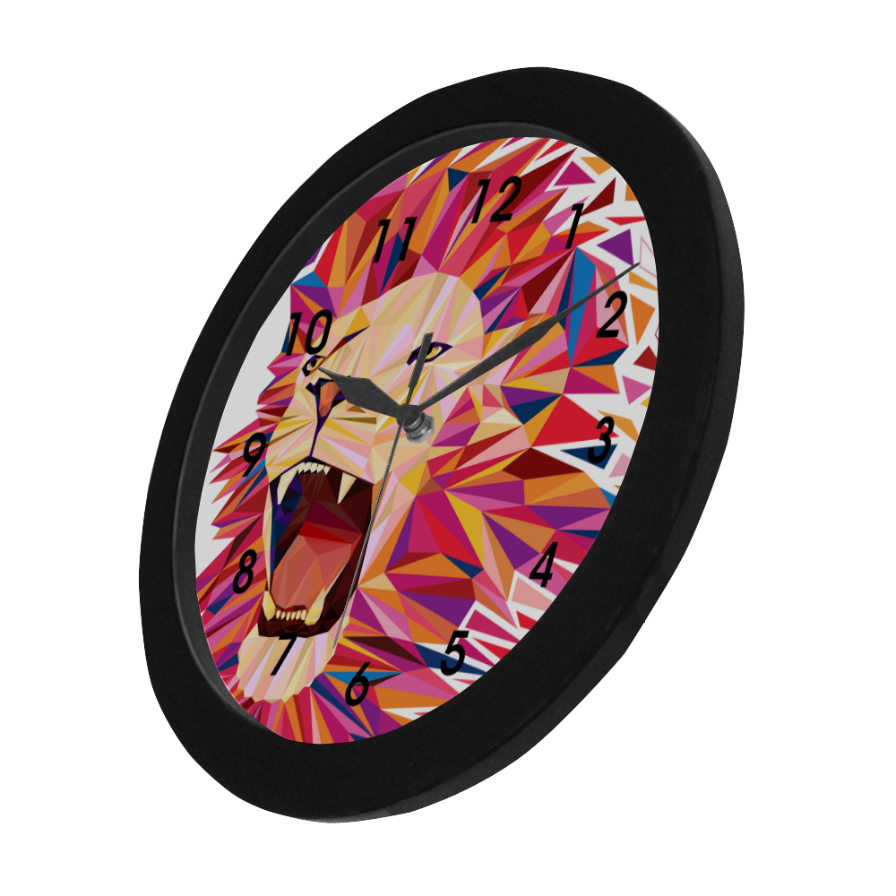 lion roaring polygon triangles Circular Plastic Wall clock