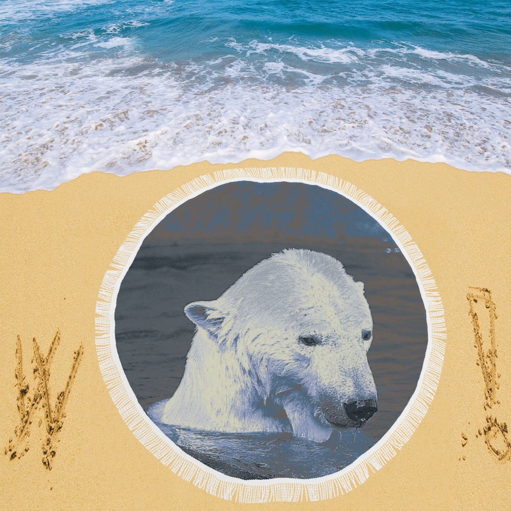 Swimming polar Baer Circular Beach Shawl 59"x 59"