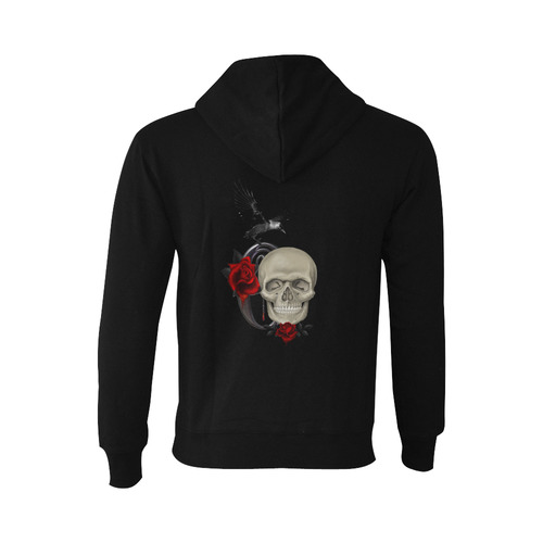 Gothic Skull With Raven And Roses Oceanus Hoodie Sweatshirt (NEW) (Model H03)
