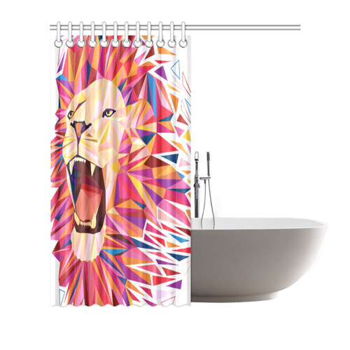 lion roaring polygon triangles Shower Curtain 66"x72"