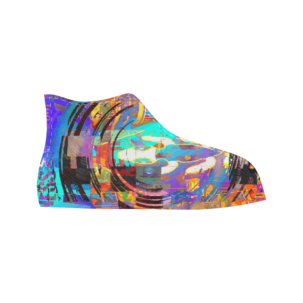 Abstract Art The Way Of Lizard multicolored Aquila High Top Microfiber Leather Women's Shoes (Model 032)