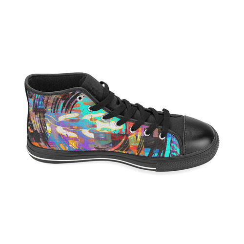 Abstract Art The Way Of Lizard multicolored High Top Canvas Women's Shoes/Large Size (Model 017)