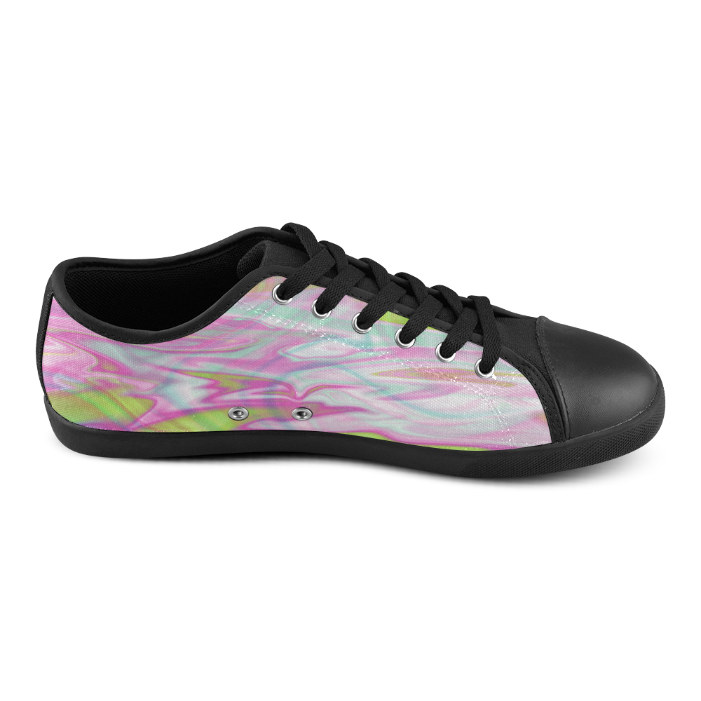 Pastel Iridescent Marble Waves Pattern Canvas Shoes for Women/Large Size (Model 016)