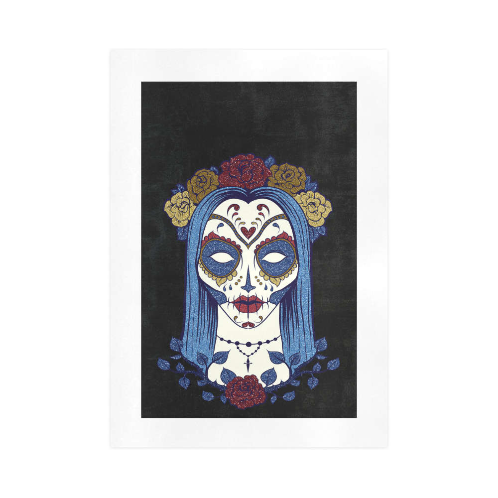 Dark gothic rose sugar skull Art Print 16‘’x23‘’
