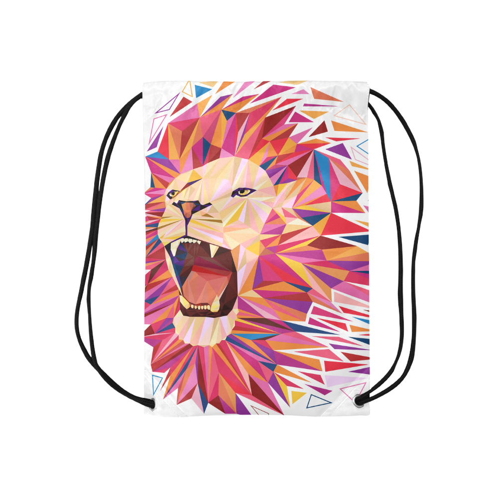 lion roaring polygon triangles Small Drawstring Bag Model 1604 (Twin Sides) 11"(W) * 17.7"(H)