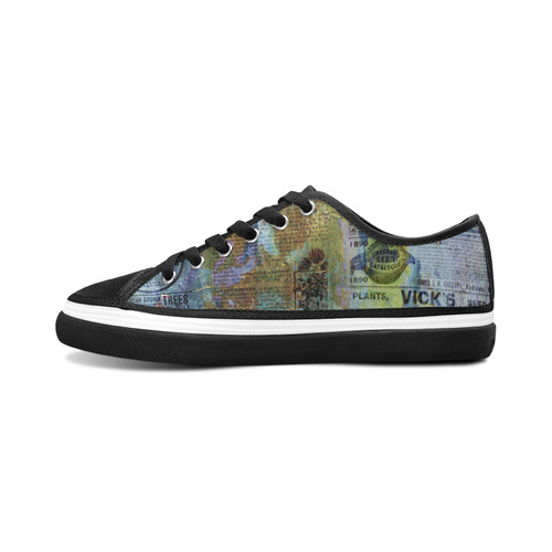 Old Newspaper Colorful Painting Splashes Women's Canvas Zipper Shoes/Large Size (Model 001)