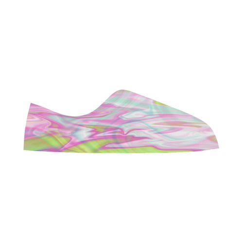 Pastel Iridescent Marble Waves Pattern Women's Canvas Zipper Shoes/Large Size (Model 001)