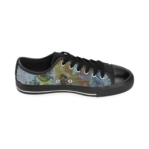Old Newspaper Colorful Painting Splashes Canvas Women's Shoes/Large Size (Model 018)