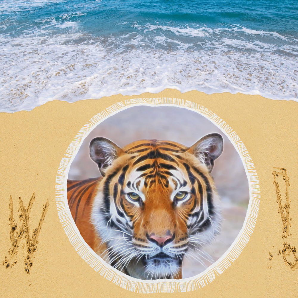Animal ArtStudio 916 Tiger Circular Beach Shawl 59"x 59"