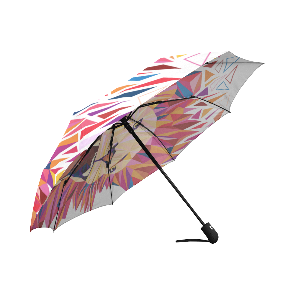 lion roaring polygon triangles Auto-Foldable Umbrella (Model U04)