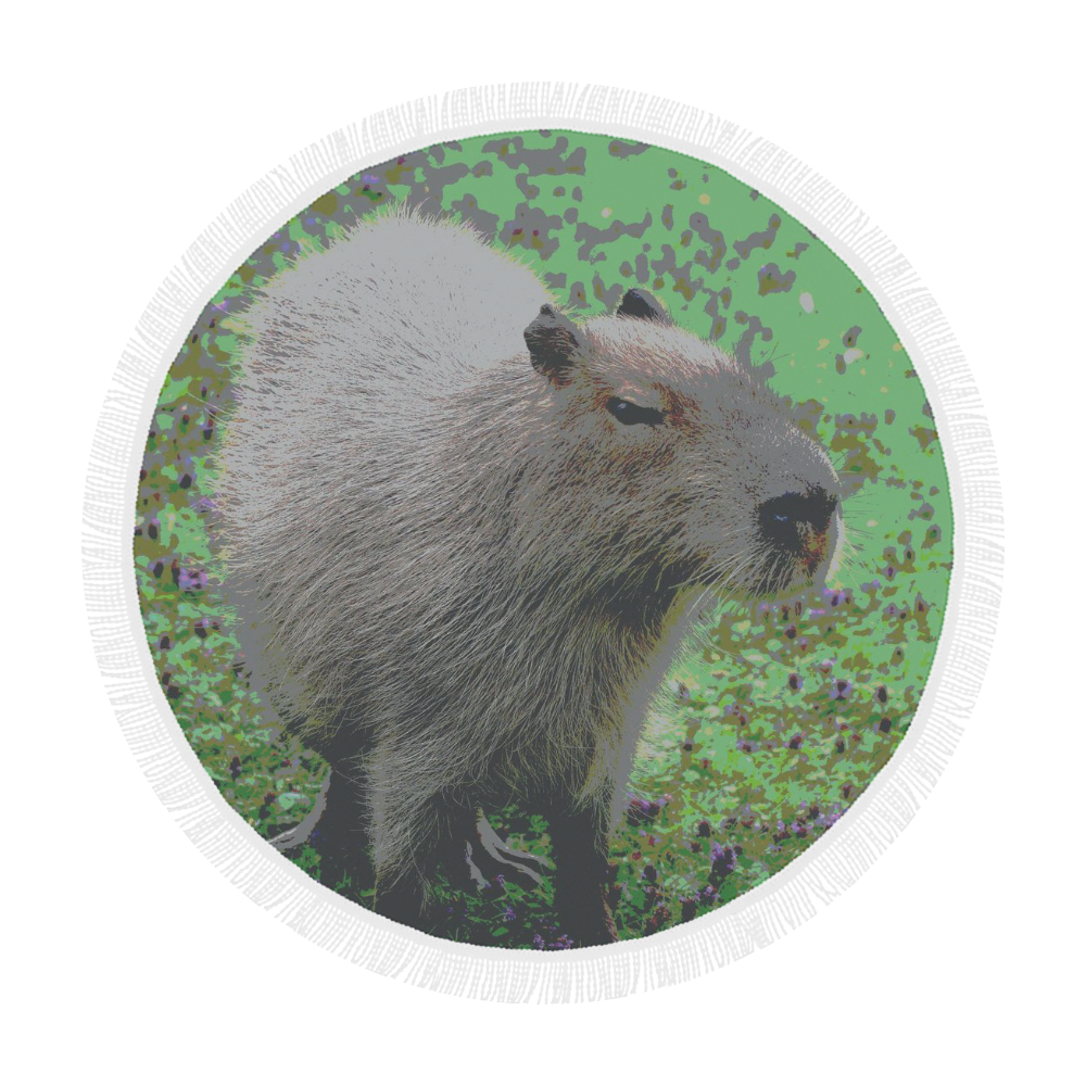 Animal ArtStudio 916 capybara Circular Beach Shawl 59"x 59"