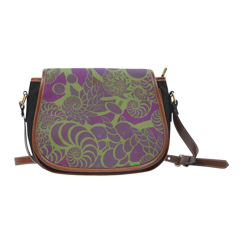 Purple Swirls and Fossils Saddle Bag/Small (Model 1649)(Flap Customization)