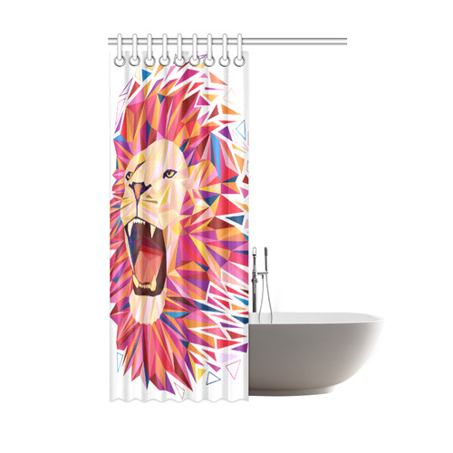 lion roaring polygon triangles Shower Curtain 48"x72"