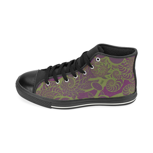 Purple Swirls and Fossils High Top Canvas Women's Shoes/Large Size (Model 017)