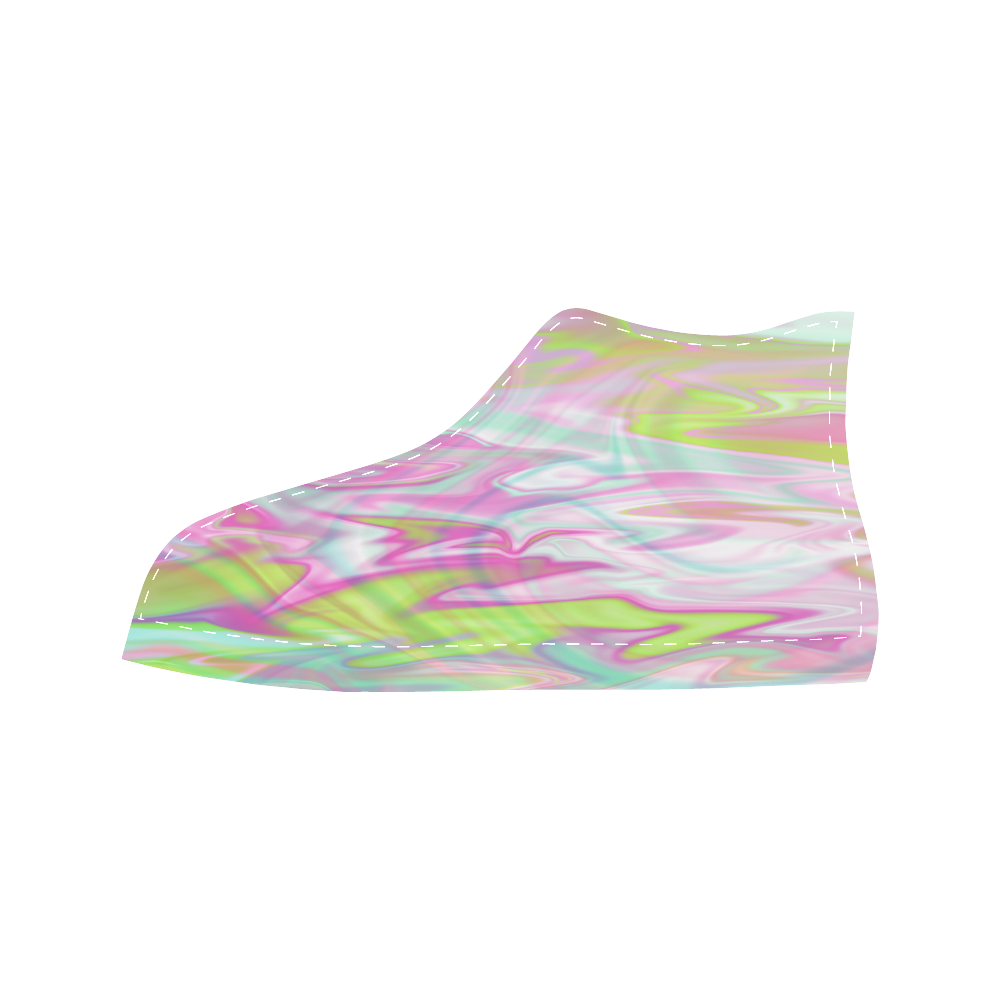 Pastel Iridescent Marble Waves Pattern Aquila High Top Microfiber Leather Men's Shoes/Large Size (Model 032)