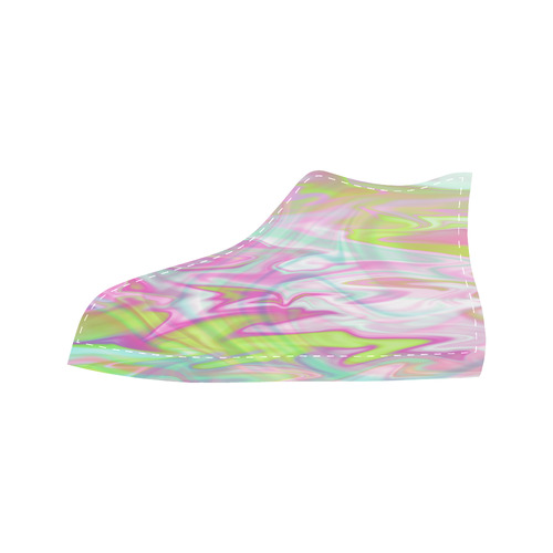 Pastel Iridescent Marble Waves Pattern Aquila High Top Microfiber Leather Men's Shoes/Large Size (Model 032)