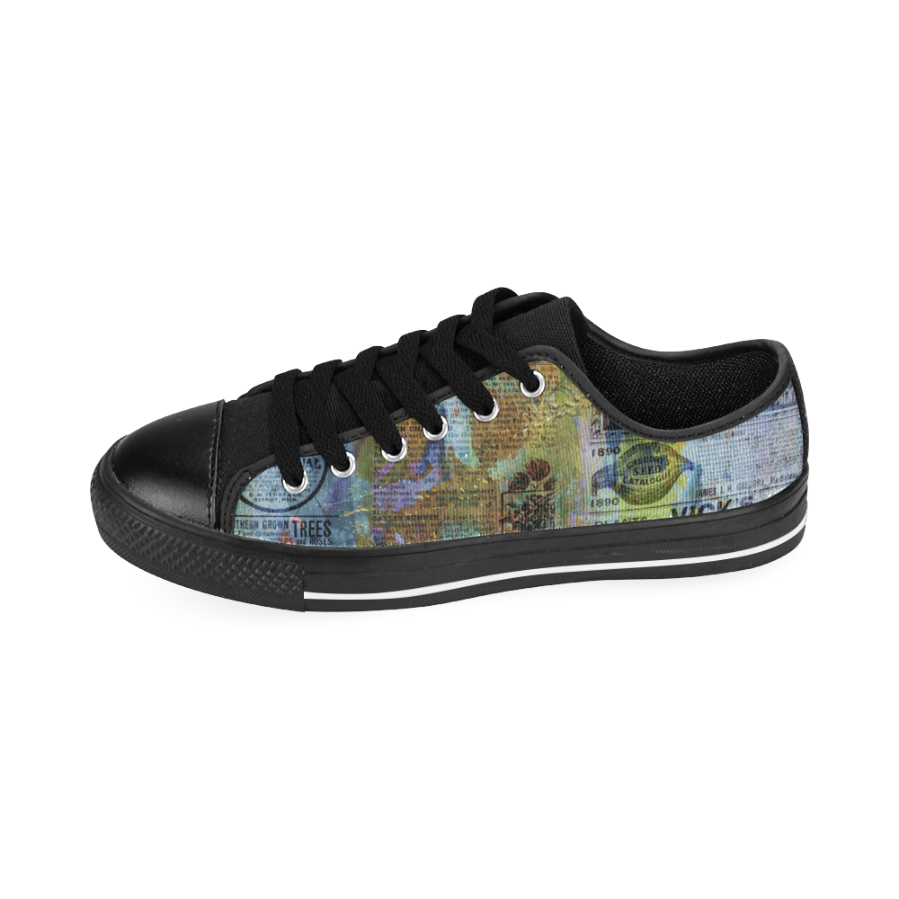 Old Newspaper Colorful Painting Splashes Men's Classic Canvas Shoes/Large Size (Model 018)