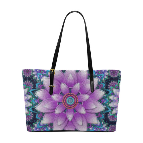 Lotus Flower Ornament - Purple and turquoise Euramerican Tote Bag/Large (Model 1656)