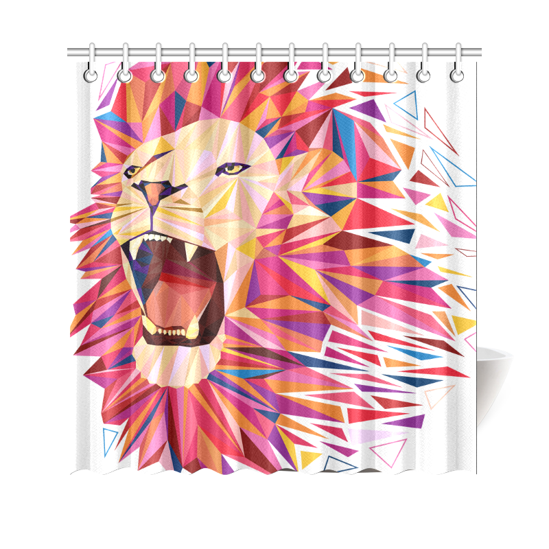 lion roaring polygon triangles Shower Curtain 69"x70"