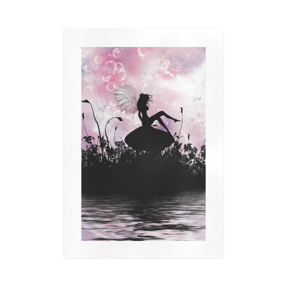 Pink Fairy Silhouette with bubbles Art Print 16‘’x23‘’